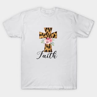 Faith. Leopard cross. T-Shirt